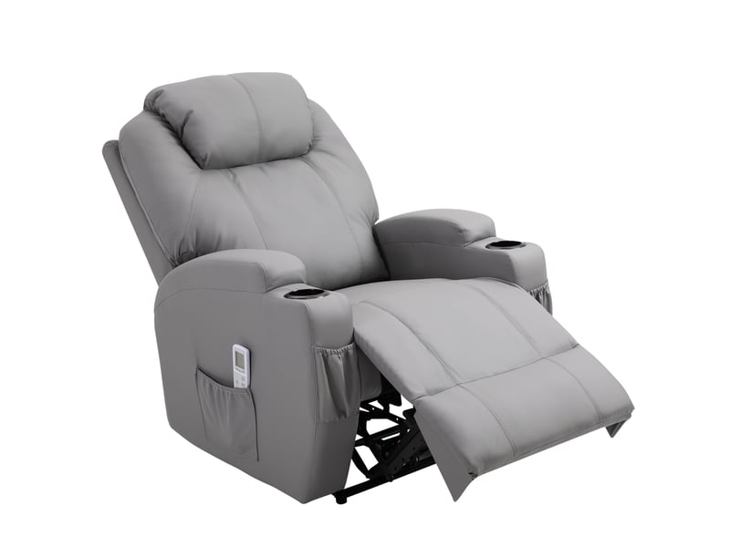  Fauteuil de massage, fauteuil de relaxation, simili cuir, 82x97x110cm, gris clair  - Conforama A