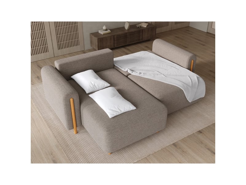 Canapé d'angle convertible arvessa marron clair chenille – angle gauche - Conforama D