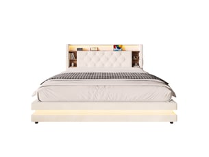 Lit coffre 160x200 cm <strong></strong>  <strong>Seren Glow</strong> coloris beige