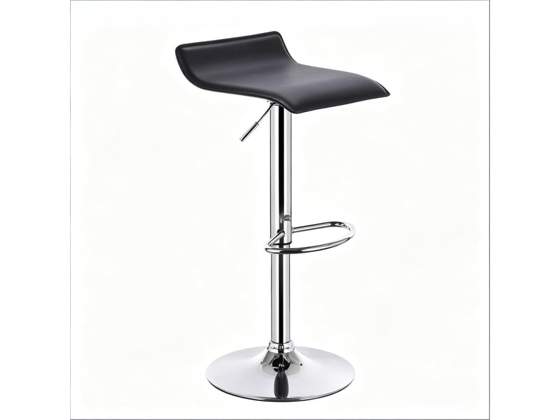  Tabouret de bar pivotant 38,5 x 39 x 62-84 cm - hauteur réglable - assise ergonomique en similicuir - pied métal chromé avec repose-pieds - noir  - Conforama A