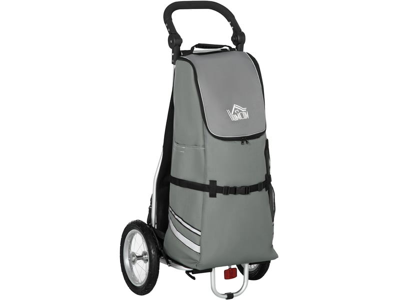  Remorque de vélo et chariot de courses 2 en 1 53x43x110 cm gris aluminium, pliable, charge 24,3 kg  - Conforama A