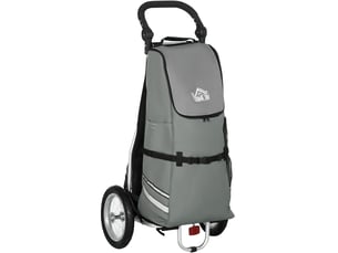 Remorque de vélo et chariot de courses 2 en 1 53x43x110 cm gris aluminium, pliable, charge 24,3 kg