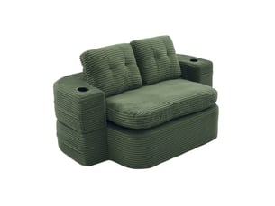 Canapé droit compressé convertible <strong>MODENVIE</strong> <strong></strong> 2 places Velours côtelé vert émeraude