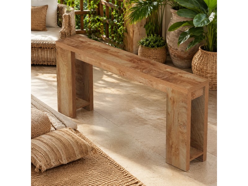  Console d'entrée 160 cm au style rustique en panneau de particules marron  - Conforama C