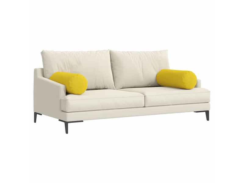  Lot de 2 coussins d'accent, coussins décoratifs, coussins lombaires tissu jaune clair ø 25 x 70 cm cf56700  - Conforama C