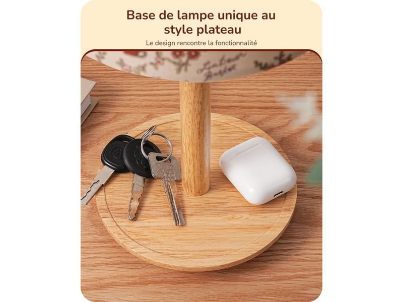  Lampe de chevet french bloom bois massif tissu floral 2700k e27 370618_AACPI14352_6_DROPFR - Conforama E