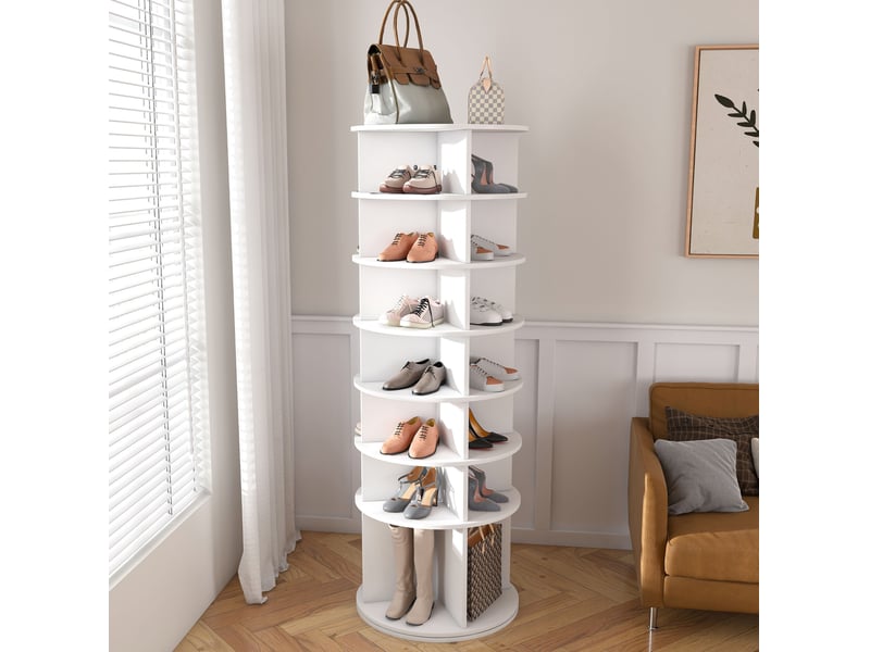  Tour à chaussures 60x60x184 cm rotative 360° pvc blanche  - Conforama B