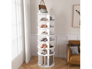 Tour à chaussures 60x60x184 cm rotative 360° pvc blanche