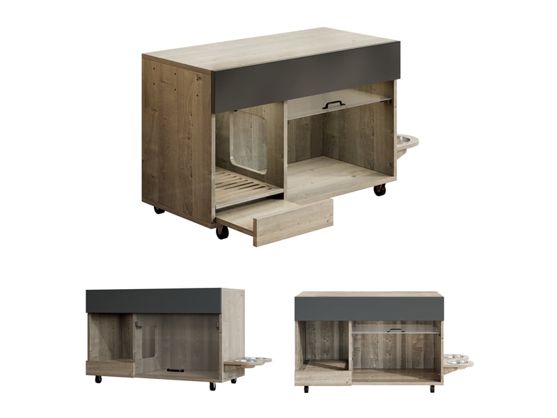  Meuble cache-litière avec rangement, maison de toilette discrète, chêne, 100 x 45.5 x 67 cm, mdf Fay Lum - Conforama D