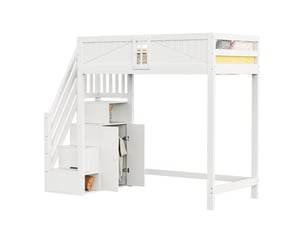 Lit mezzanine 90x200 cm <strong>OKWISH</strong>  <strong></strong> coloris blanc