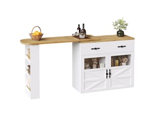Table de salle à manger extensible avec tiroir, étagères et rotation complète, en mdf blanc, 138×39×104 cm