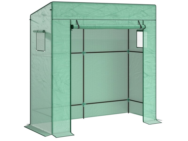  Serre de jardin 196x77x197 cm porte enroulable métal vert  - Conforama A