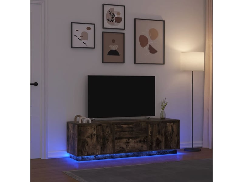  Meuble tv - banc tv - meuble de rangement avec lumières led chêne fumé 160,5x41x50 cm  - Conforama B