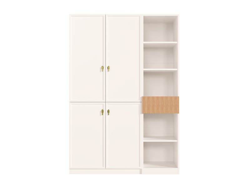  Armoire dressing 135x50x200 cm - 2 tringles - 3 compartiments - 5 niches ouvertes - moderne - mdf - blanc et naturel CozyNest - Conforama A