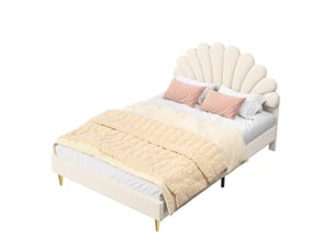 Lit 2 places 140x200 cm SANS MARQUE coloris beige