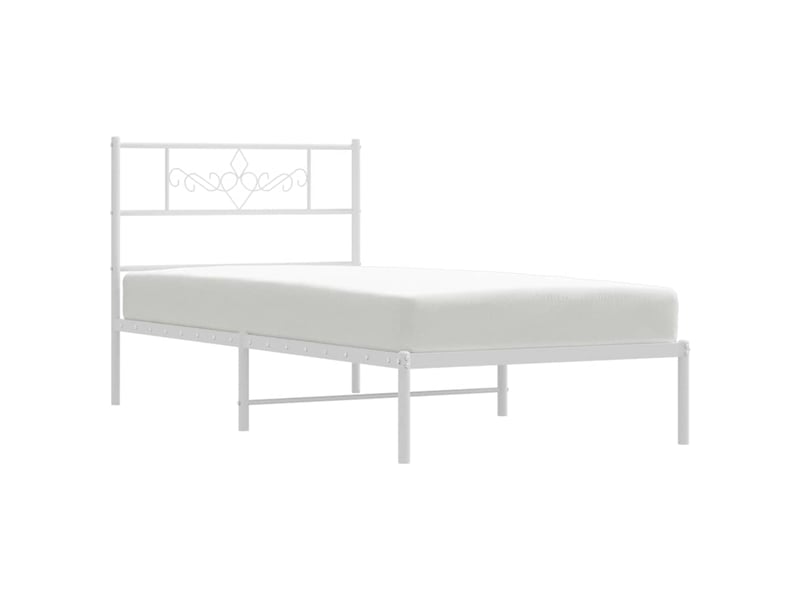  Lit simple- lit adulte -  cadre de lit métal sans matelas et tête de lit blanc 100x200 cm  - Conforama D