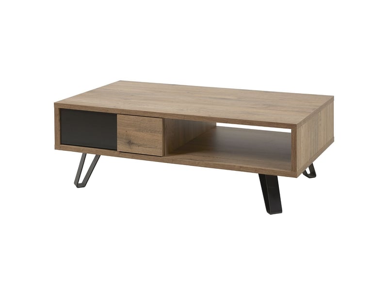  Table basse 1 tiroir aspect chêne miel et noir mat - sélène SÉLÈNE - Conforama A