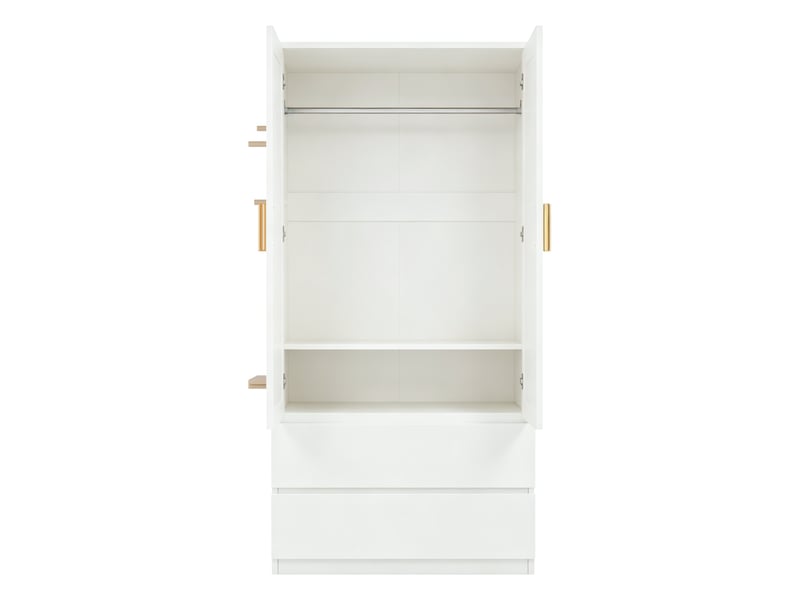  Armoire 70x50x170 cm avec panneau perforé latéral, rangements cachés et 2 tiroirs, dressing multifonction avec espace pratique, bois naturel OPULERANE TRADING LTD - Conforama E