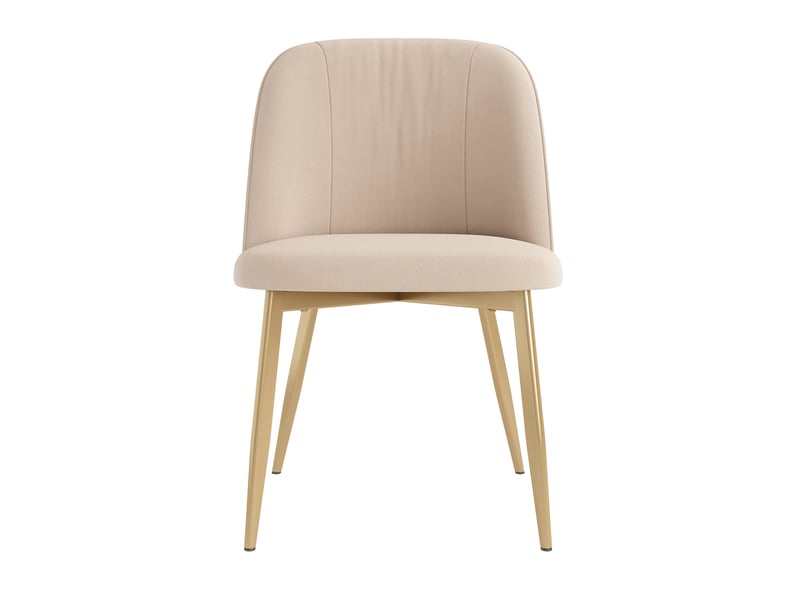  Lot de 2 chaises de salle à manger 50x53x80 cm – beige et doré – velours, mousse et pieds métalliques  - Conforama A