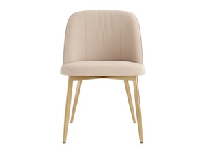 Lot de 2 chaises de salle à manger 50x53x80 cm – beige et doré – velours, mousse et pieds métalliques
