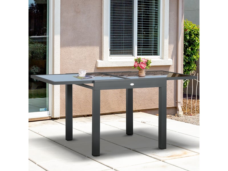  Table de jardin extensible aluminium gris, noir 160x80x75cm  - Conforama D