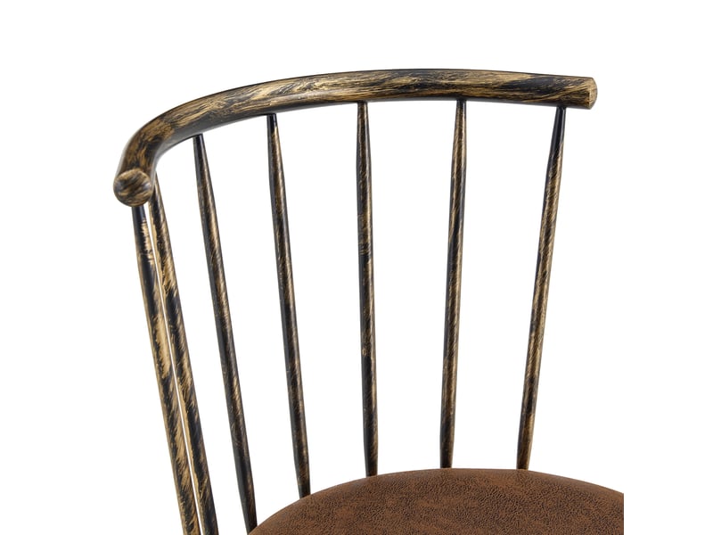  Tabouret de bar 39x39x96 cm, tabouret haut, style windsor et dossier à barreaux, structure en métal, couleur marron  - Conforama E