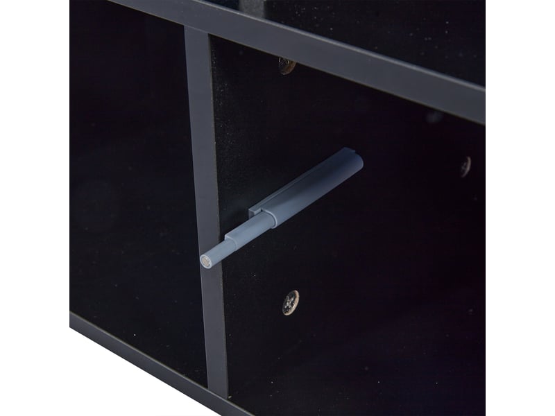  Table basse avec 2 portes, led et prises usb pour salon 100×50×43 cm en panneaux de particules noir  - Conforama D