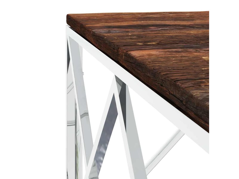  Table basse - table de salon - table à thé acier inoxydable et bois massif de récupération  - Conforama E