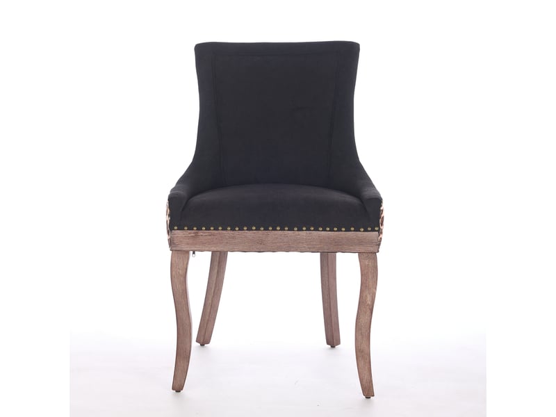  Lot de 2 chaises 61x55x92,5cm dossier haut, mousse, pieds en bois réglables, revêtement chenille imprimé léopard  - Conforama R