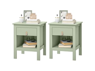 Lot de 2 tables de chevet avec tiroir et compartiment ouvert, 45 x 40 x 55 cm, vert