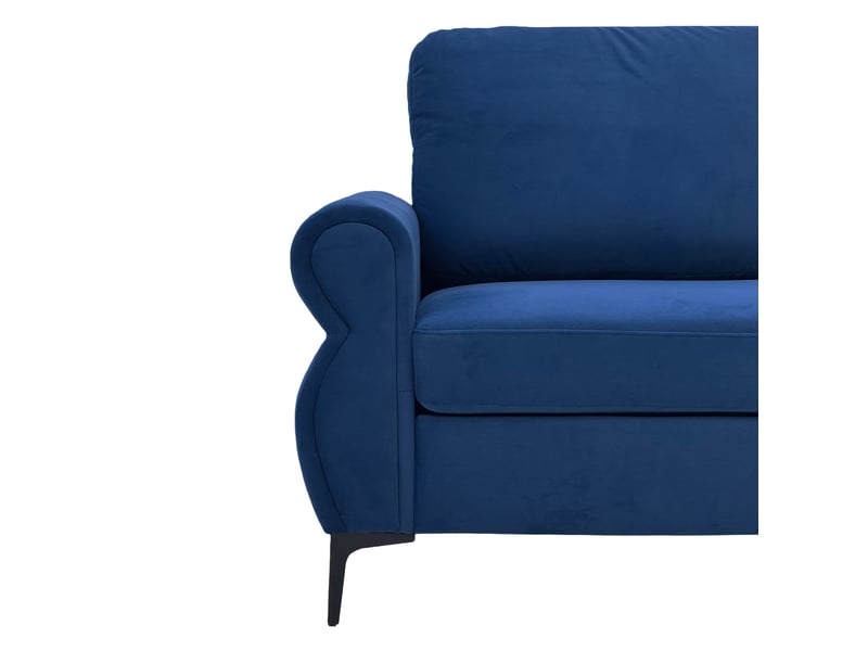 Canapé droit 2 places en tissu bleu 173,5 cm, assise souple et housses amovibles pour petit salon moderne  - Conforama D