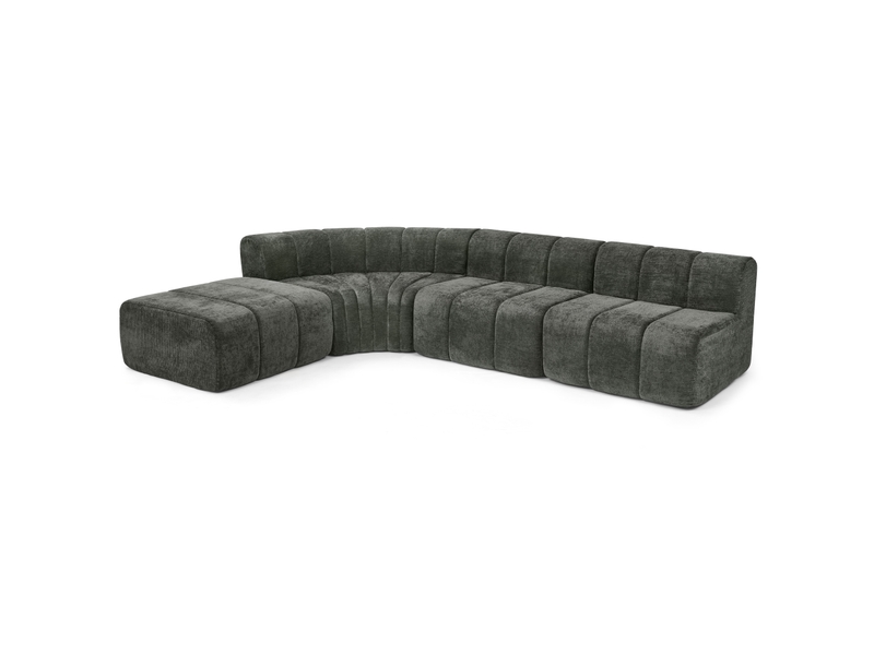 Canapé d’angle modulable 4 places noir, modules combinables avec poufs multifonctions - Conforama D