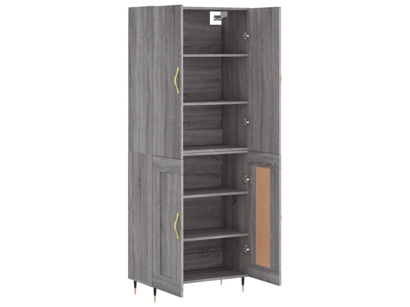 Buffet haut cuisine | meuble de rangement salon sonoma gris 69,5x34x180 cm bois d'ingénierie shl7511 - Conforama C
