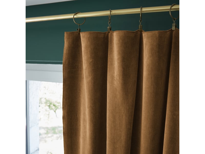  Rideau ajustable 140x270 cm velours de coton camel PD21321 - Conforama C