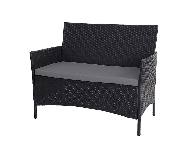  Banc de jardin banquette en polyrotin anthracite chiné avec coussin gris mdj04133  - Conforama A