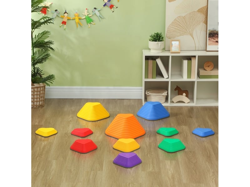 Pierres d'équilibre enfant 42 x 39 x 20 cm – multicolores – 11 pièces empilables antidérapantes - Conforama B