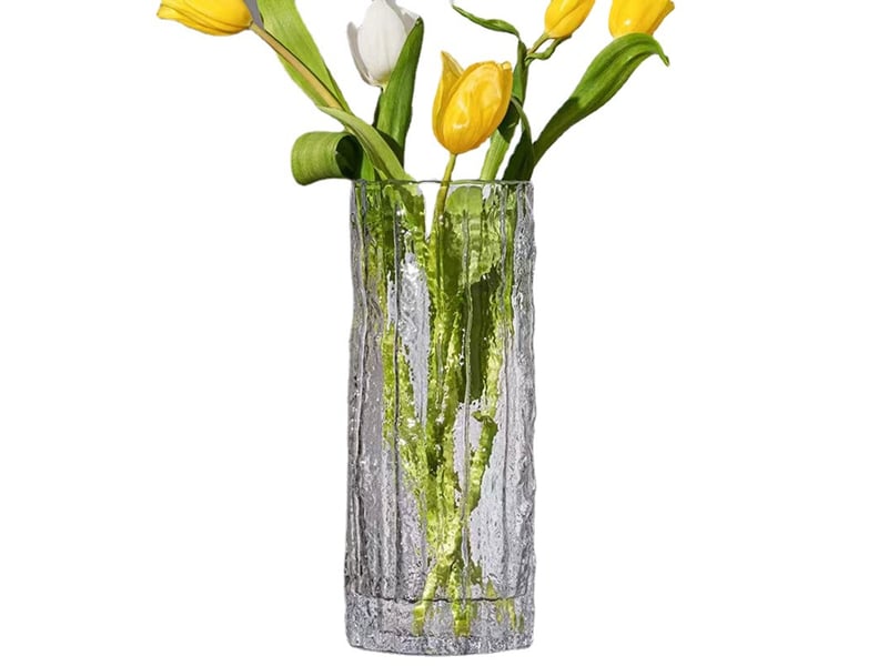  Vase cylindrique en verre transparent fait à la main 30 x 10 cm  - Conforama A
