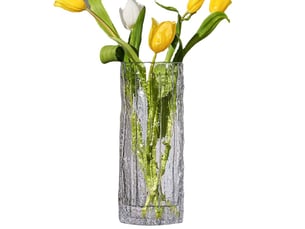 Vase cylindrique en verre transparent fait à la main 30 x 10 cm