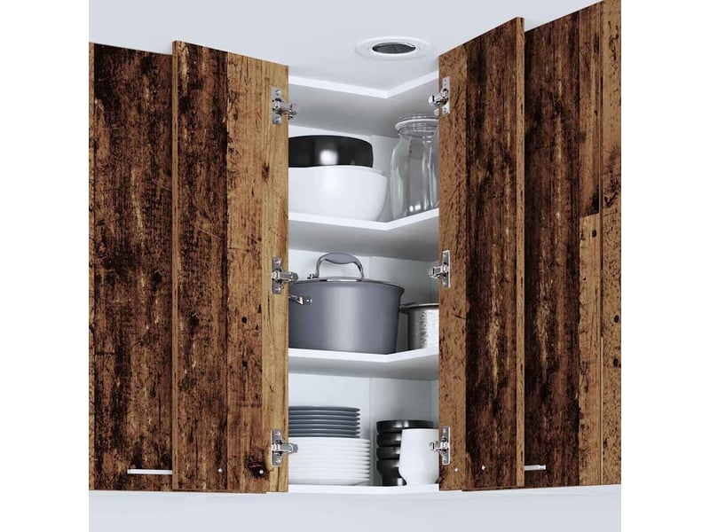 Meuble de rangement cuisine, armoire suspendue bois ancien et blanc 57x57x80cm - Conforama D