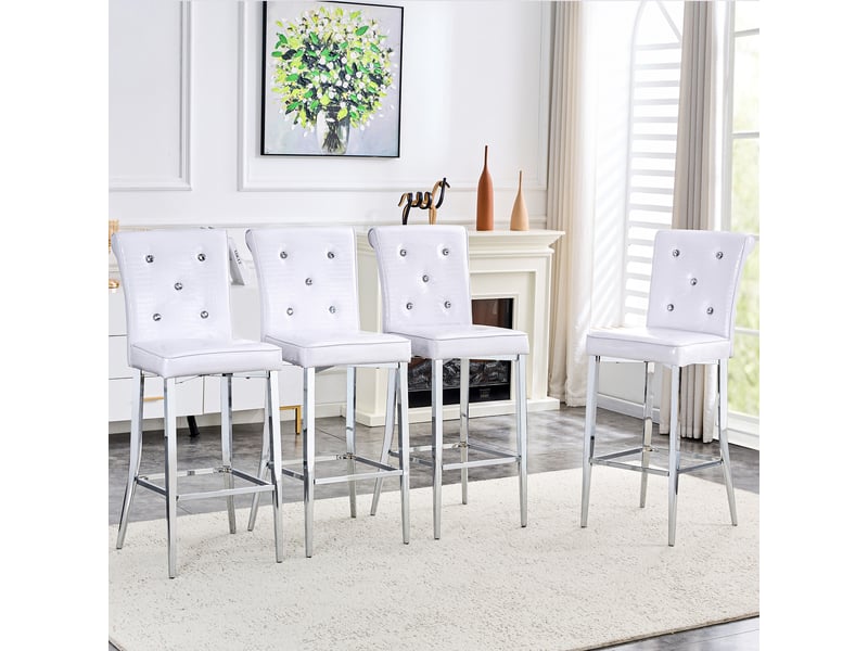 Lot de 2 tabourets de bar,54,1x43,2x114,3 cm,avec dossier haut,pvc,blanc - Conforama D