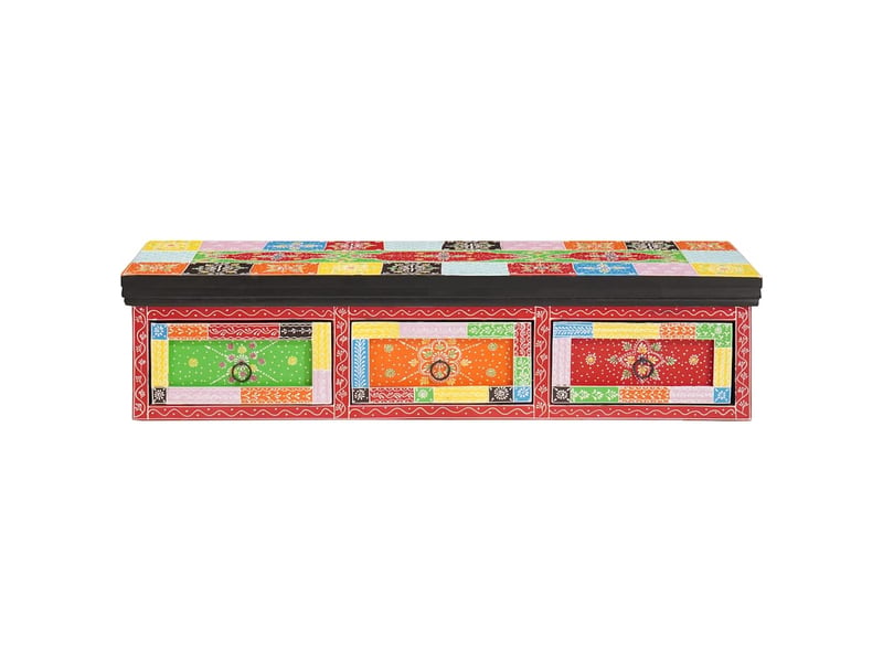 Meuble tv - banc tv - meuble de rangement multicolore 100 x 30 x 24 cm bois de manguier massif  - Conforama A