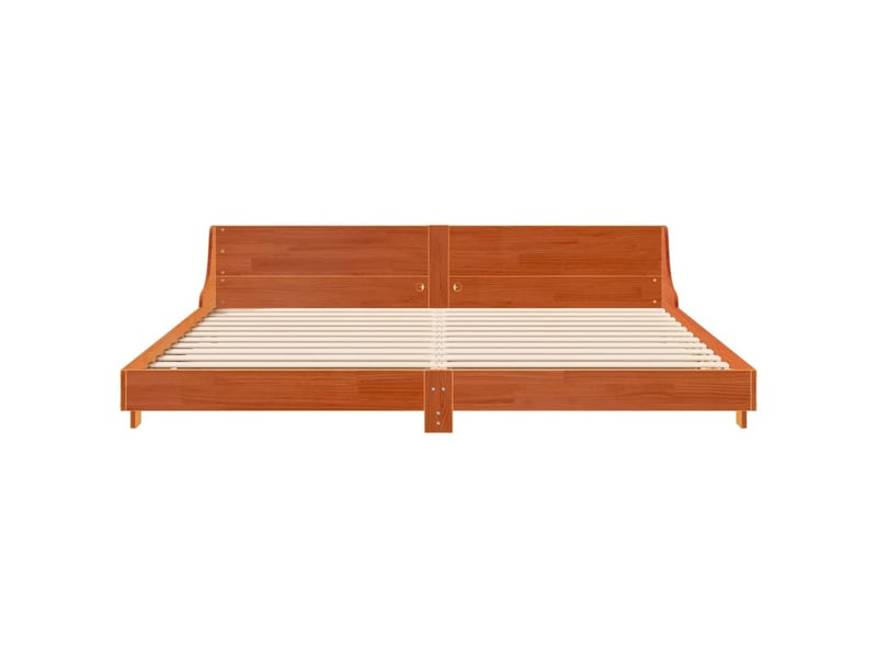  Lit double- lit adulte -  cadre de lit sans matelas  marron 200x200cm bois pin massif  - Conforama C