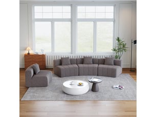 Canapé 4 places - 383.5x83.8x73.6 cm - canapé droit incurvé modulaire chenille avec coussins, sans montage, ressorts - gris