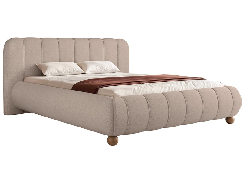  Selsey malunna - lit rembourré sur pieds boules - 140x200 cm - chenille grège Malunna - Conforama A