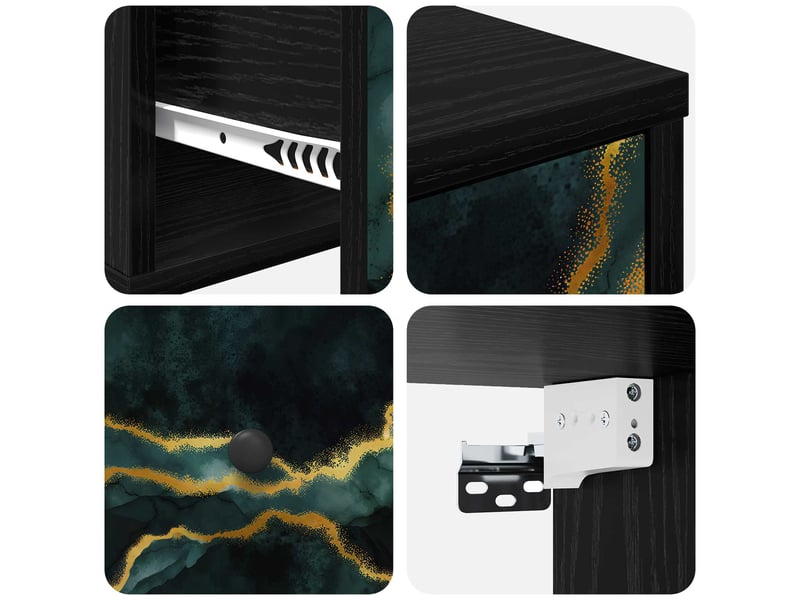  Table de chevet - cabinet de chevet - table de nuit mural wijhe chêne noir 36 x 33 x 25 cm  - Conforama E