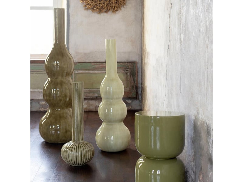  Vase bulbe en métal jarl 61cm vert olive  - Conforama C