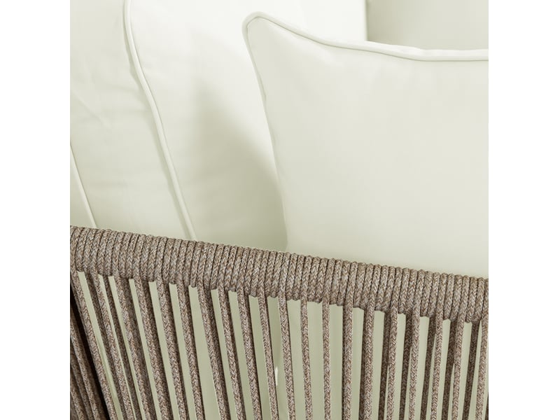 Chaise longue de jardin 2 places beige et kaki en polyester, coussins lavables, pour terrasse et balcon - Conforama D