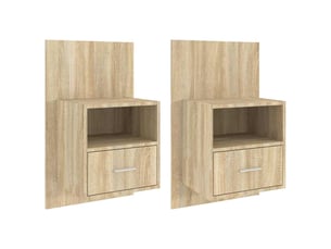 Lot de 2 tables de chevet - cabinet de chevet - table de nuit murales chêne sonoma