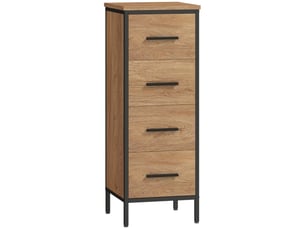 Meuble de salle de bain compact style industriel, 4 tiroirs, panneau de particules et métal, rangement pratique