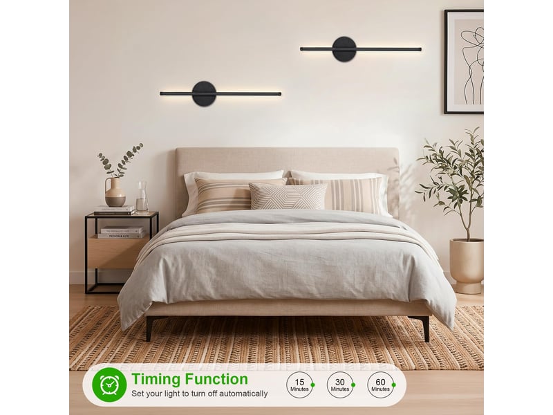  Lot de 2 appliques murales pour salon – 3 températures de couleur, pour intérieur-noir - 60 cm  - Conforama D